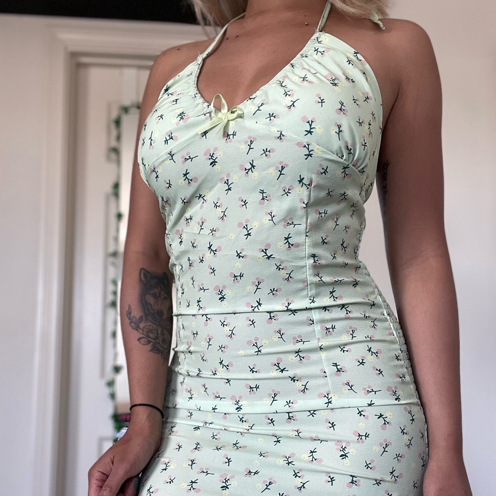 Floral Light Green Minidress